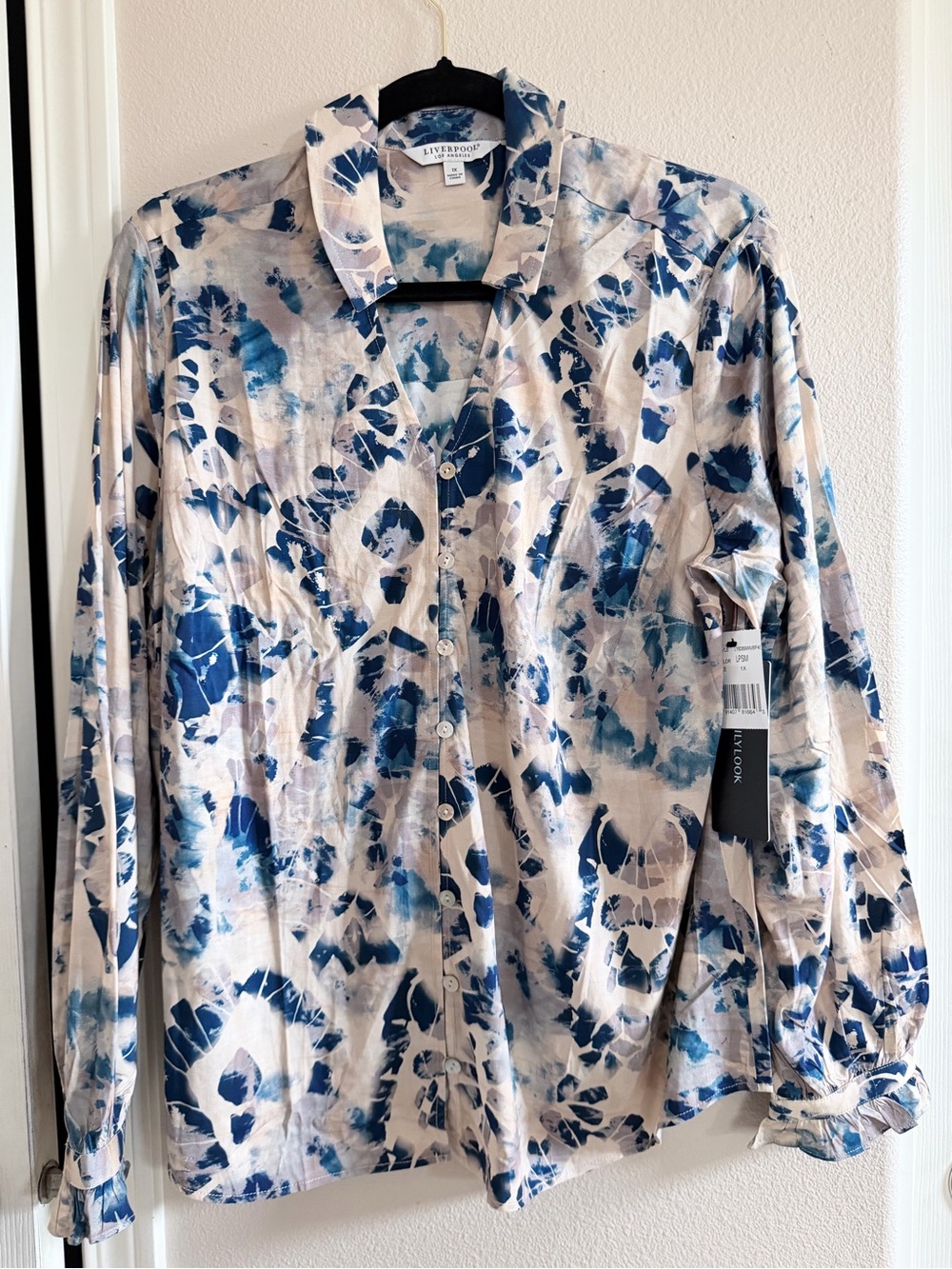 Liverpool women’s  Blue Floral Print Button-Up Shirt